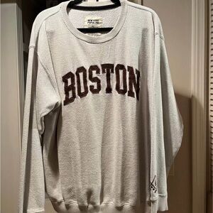 Boston MA Sweatshirt Cream with Brown Lettering